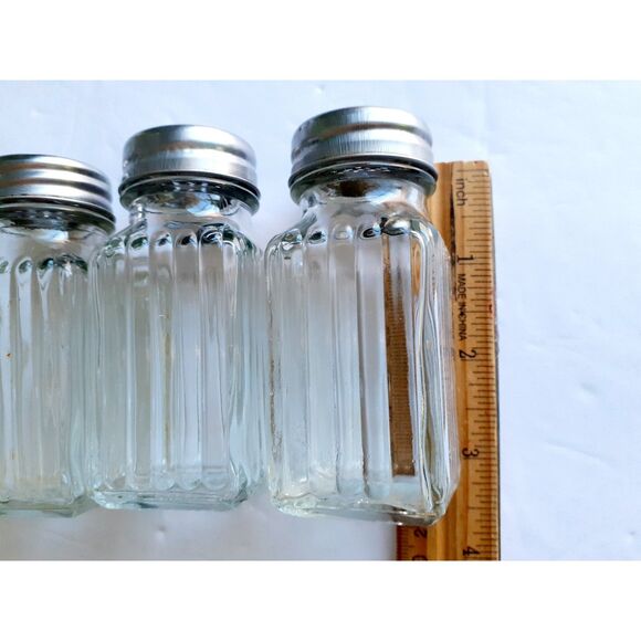 Clear Ribbed Glass Salt & Pepper Spices Jars 3 Ct - Picture 5 of 9